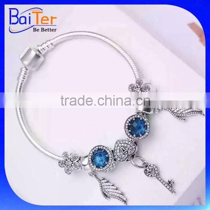 Custom Wholesale Antique European Style Snake Chain 925 Sterling Silver Vintage Bead Charm Bracelet For Women