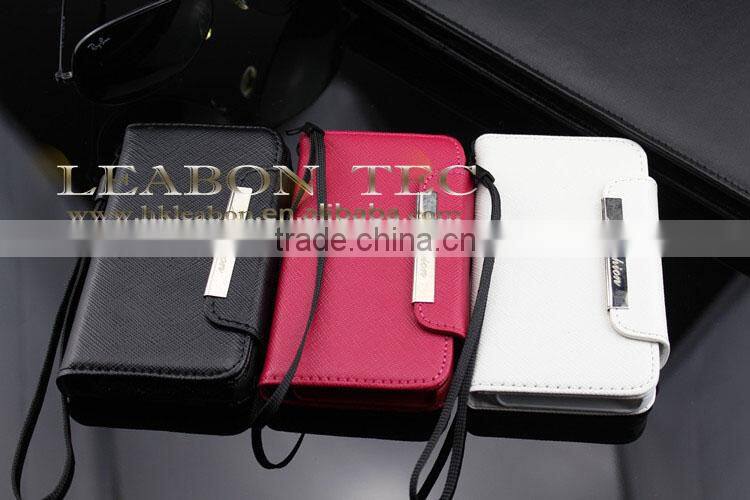 Card holder High quality wallet case cross pattern real cow leather case for Iphone 4 4S
