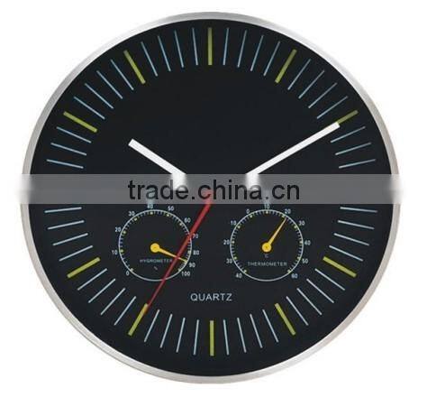 metal wall clock with temperature and humidity