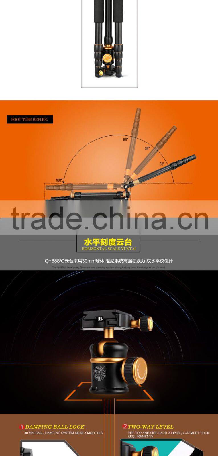 Q888 Portable Tripod For SLR Camera Tripod Ball Head Monopod Changeable Load Bearing 15KG kamera stativ for Digital Video camera