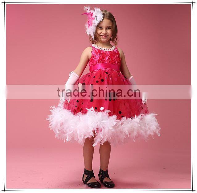 2015 Baby Girl Feather Dress Kids Girl Dresses for Wedding Party Holiday from Manufacturer Customization clothing supplier GZ