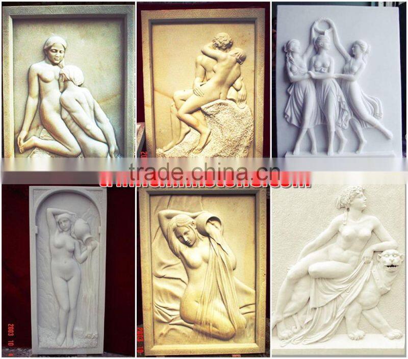 Nude woman wall relief sculpture marble stone hand carved for sale