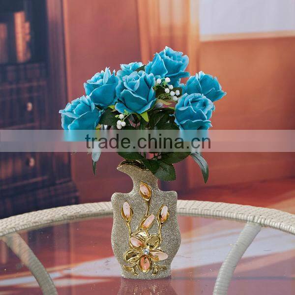 wholesale 7 heads blue wedding decoration flower description rose flower