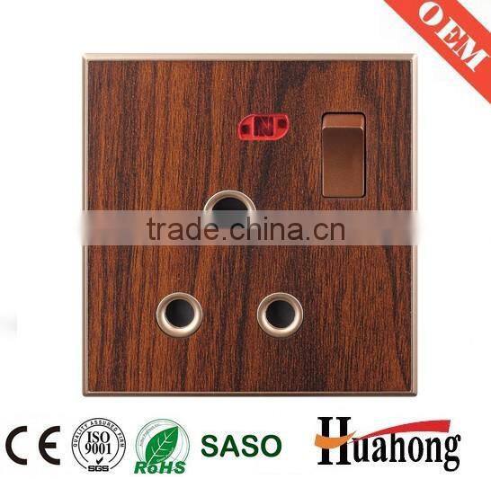Double 13A multi function grain of wood wall socket with switch