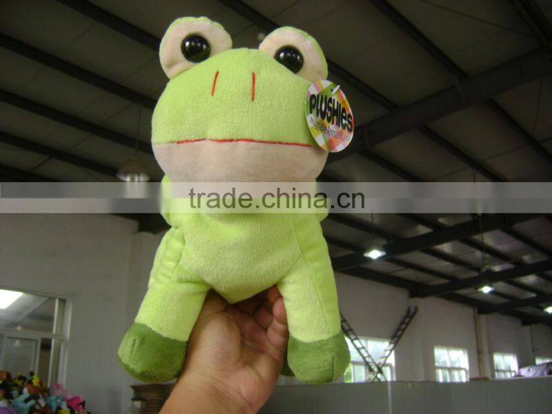 30cm promotional customzied stuffed plush frog animal shape handbag toy with handgrip