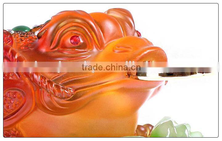 Liu li color big size money frog statue for home decoration