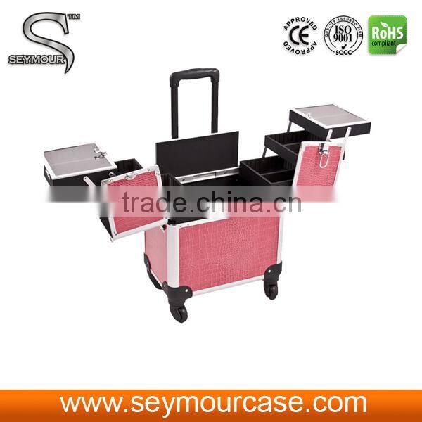 Hot Pink Croc Pro Rolling Beauty Case