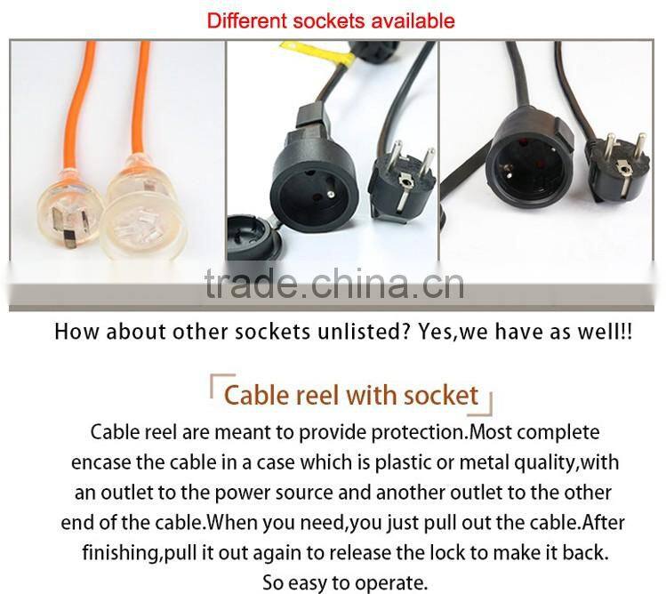 China Durable 6Mself-retracting spring loaded 220v cable cord reel retractable