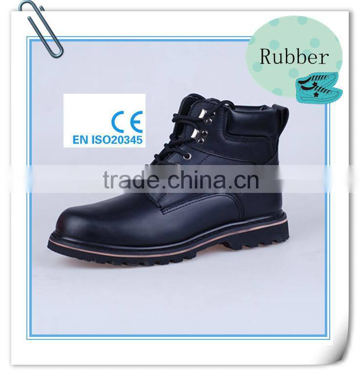 EN ISO 20345:2011 black genuine leather upper rubber outsole goodyear work shoes made in China