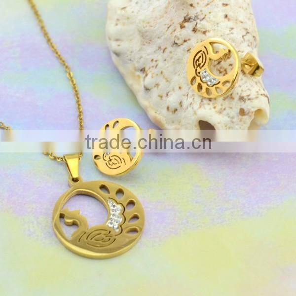 Cheap And Wholesale Fashion Jewelry 2016 Phoenix With Crystals Stainless Steel Necklace And Earring Stud Jewelry Sets