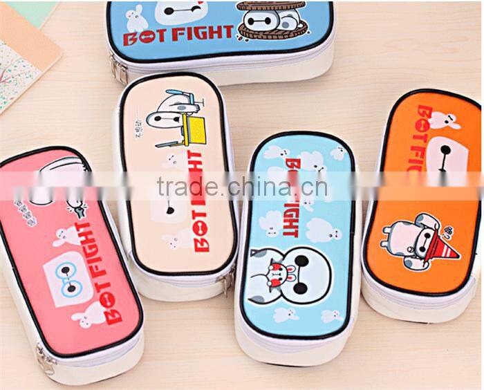Large canvas wholesale pencil case for kids Baymax pen bag