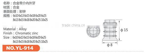 connecting alloy insert nut for wood