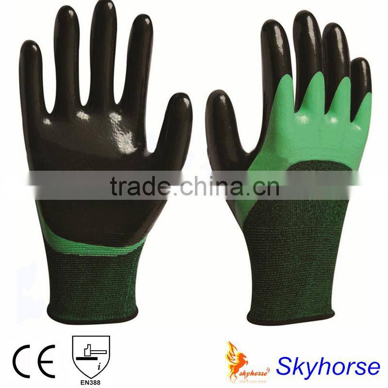 13G Polyester+Spandex Shell Nitrile Coated Safety Work Gloves neoprene coated gloves