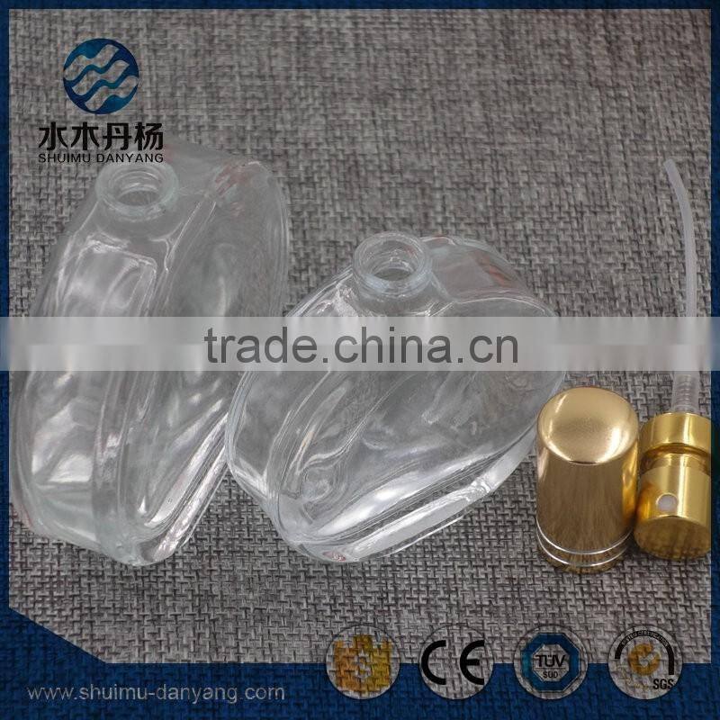 High quality 50ml flat clear perfume glass bottle for sale