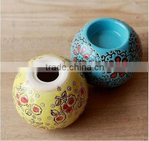 Mini antique style ceramic candlestick candle holder