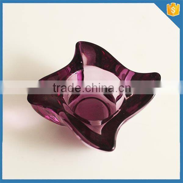 Wholesale beautiful coloured lead free Colored glass candle holder tea light candle holder