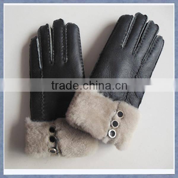 Winter Real/Genuine Sheepskin Leather Fur Gloves for men and women
