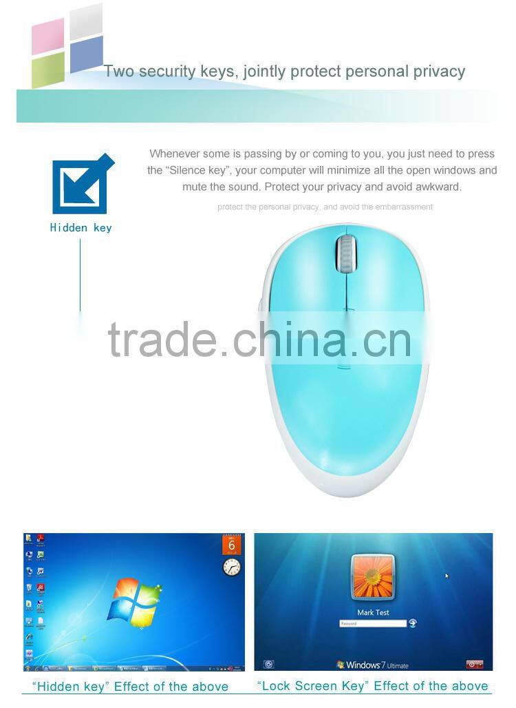 USB Wireless optical mouse with mute/ screen lock function