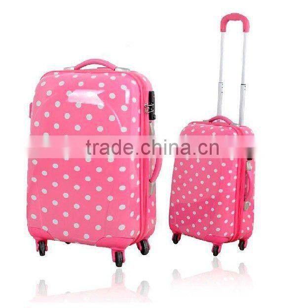 2015 china supplier Populor Polka dot printing PC trolley travel luggage/sky travel luggage/travel house luggage