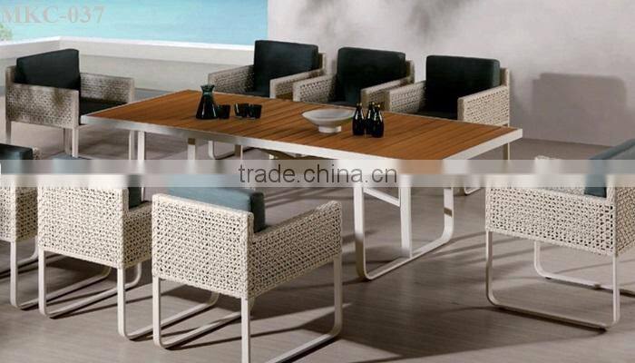 Synthetic Wicker Rattan dining set outdoor Furniture (1.2mm alu frame powder coated,5cm thick cushion, waterproof fabric)