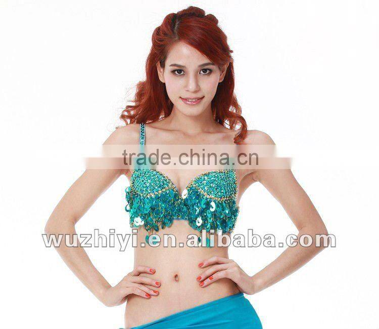 Cheap wholesale new hot fashion shiny elegant bellydance clothing,sexy sequin grade beaded belly dance bra (QC8004)
