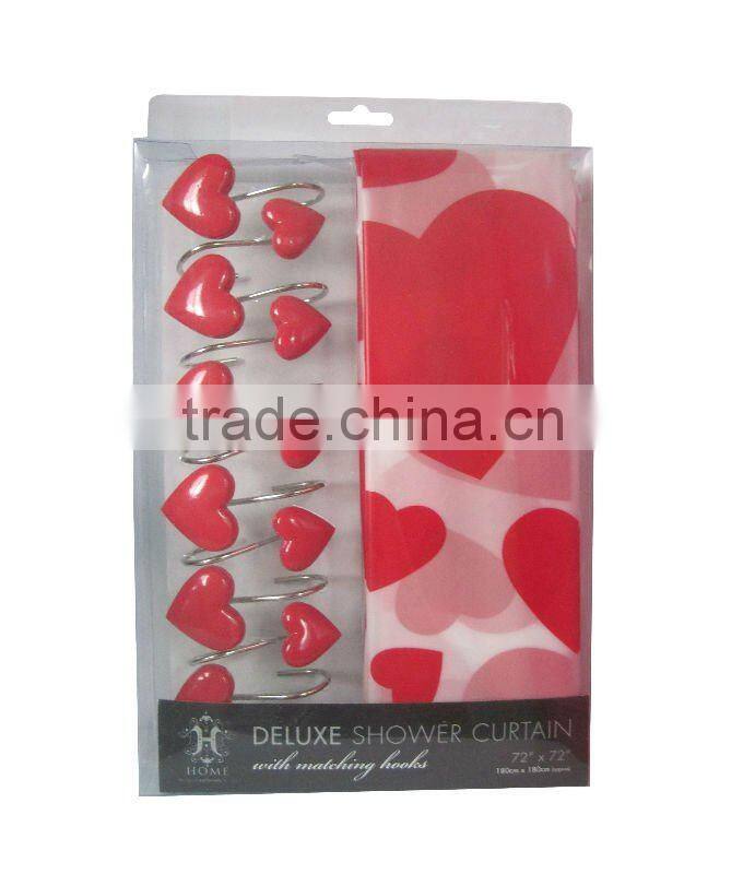 heart partten design peva shower curtain