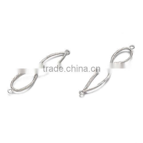 New Arrival Korea 42.5*10mm Silver Plated Brass "eight" Shape Jewelry Findings