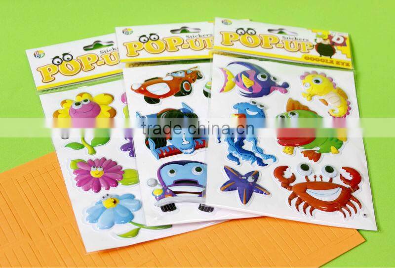 Embossed sticker Pop up sticker with moving eyes