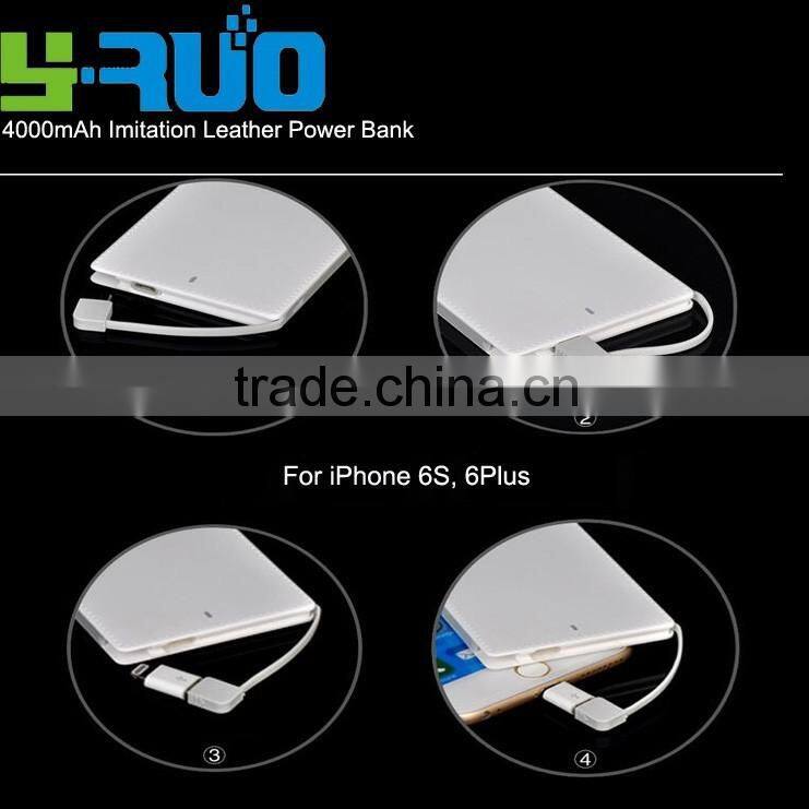 Mobile Power Bank Portable Charger with Built-in USB Charging Cable for Smartphones and Tablets
