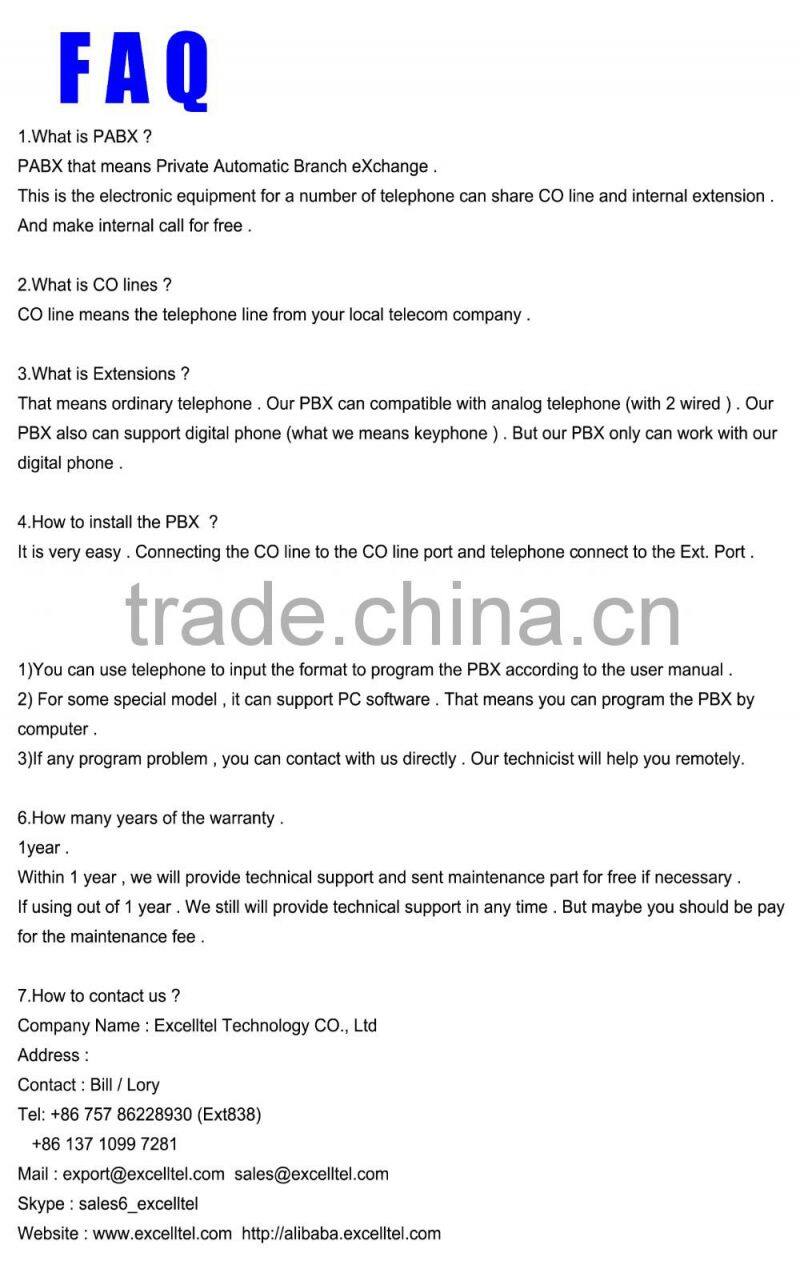 Telecommunication Analog PBX Telephone System 72 extensions TP16120-472