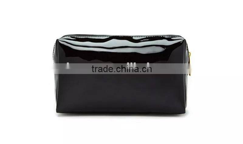 High quality black mirror leather cosmetic bag