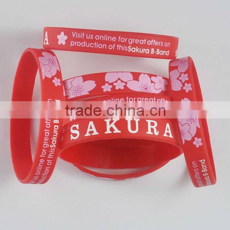 Personalized silicone bracelets , cheap rubber silicone wrist bands , screen printing silicone rubber band