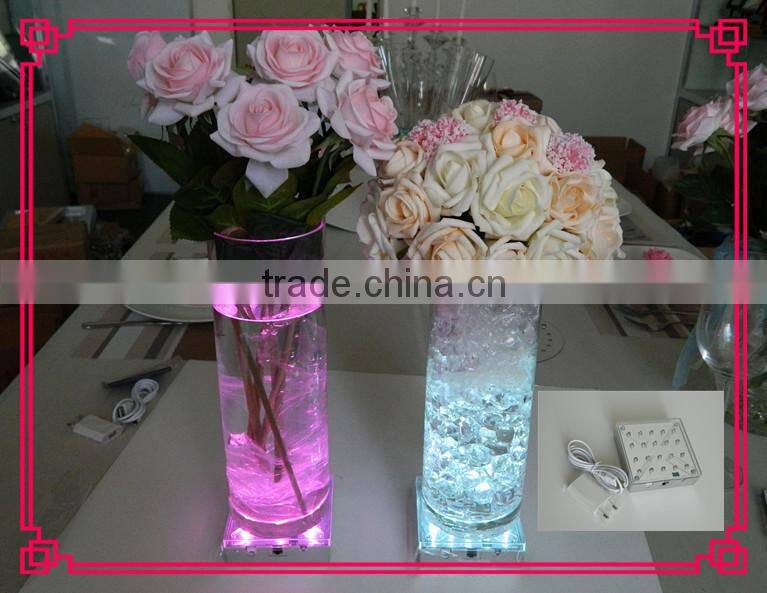 Rechargeable battery operated led table centerpiece light base/led under vase light base