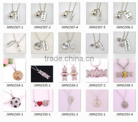 Mother's Day Gift Zinc Alloy Crystal MOM Football Necklace