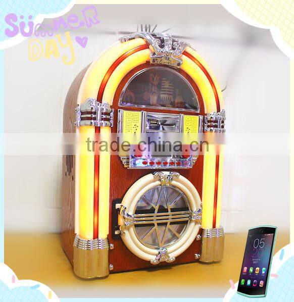 retro wooden radio cd player Jukebox dock station Wulitzer style