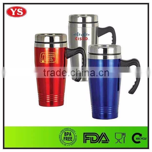 16oz double wall stainless steel colored tumbler with handle