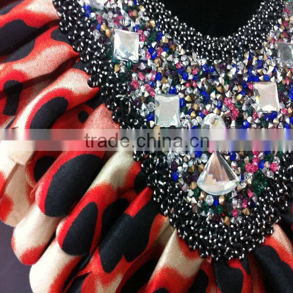 2014 new hot fix woman beaded collar necklace