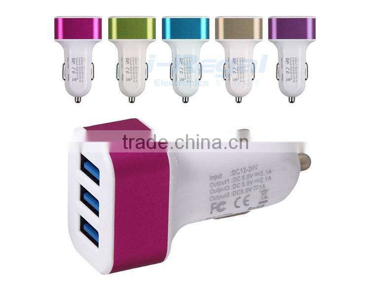 Wholesale mini portable wireless custom 3 port usb quick chargr car charger mp3 player CE ROSH