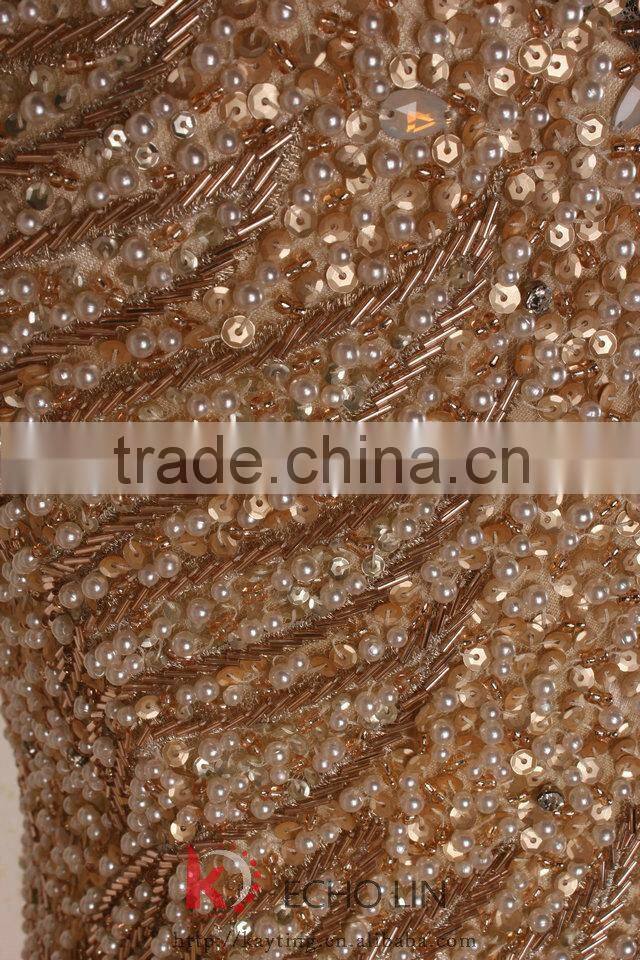 Exquisite Beaded sexy embroidered backless pleated cap sleeveless evening gown formal dress patterns for girls