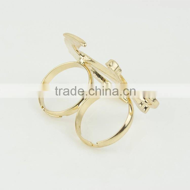 Fashion jewelry boat anchor dual silver ring