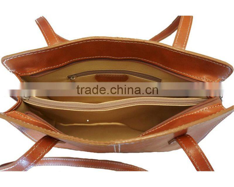 Business shoulder bag with double handle handbags italian bags genuine leather florence leather fashion