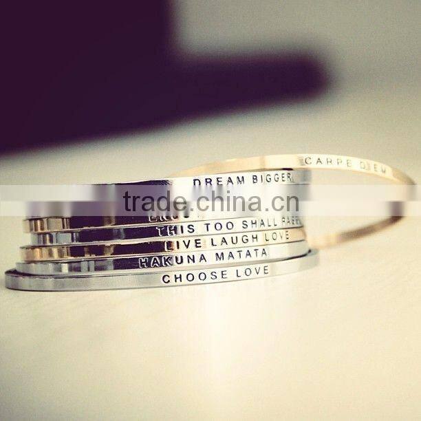 Fashion men gold silver stainless steel charm bracelets custom engraved logo bangles magnetic bracelets