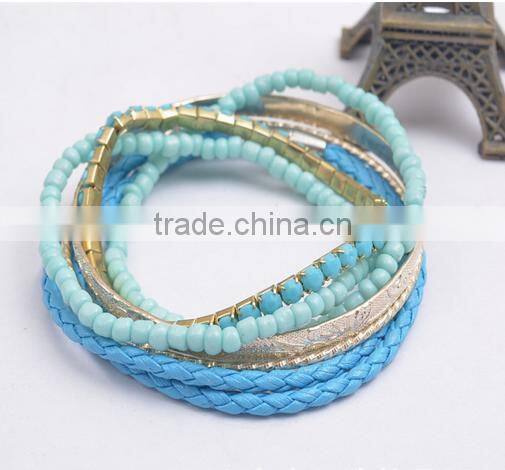 2016 Fashion hot Leather cord claw chains braided metal bracelets fashion bracelet