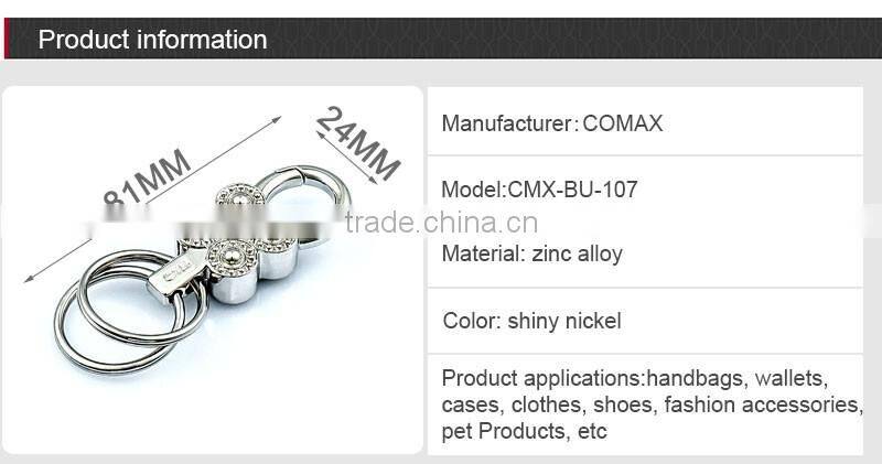 Wholesale shiny silver metal snap hook key ring