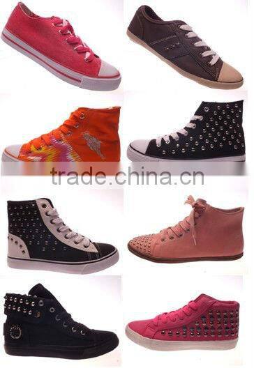 Fashion design ladies sneakers canvas shoes with lace