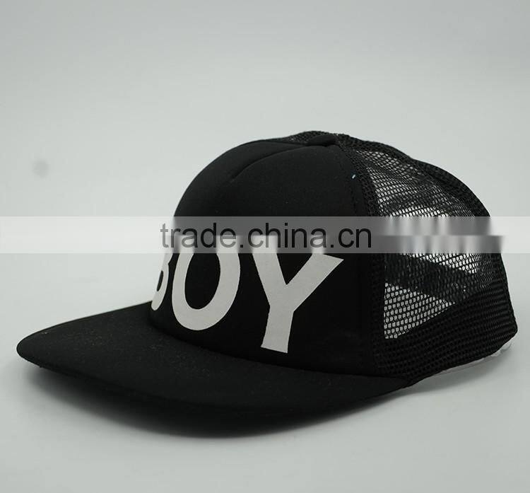 Customized flat bill hip pop fashion black 3d embroidery snapback cap