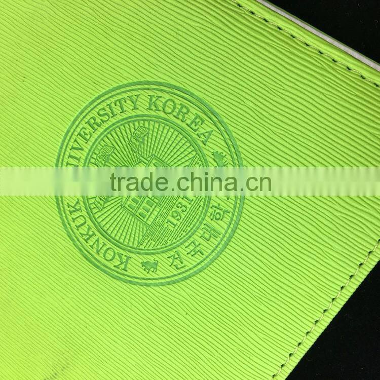 leather folder for interview with custom logo embossing 2 hole display folder