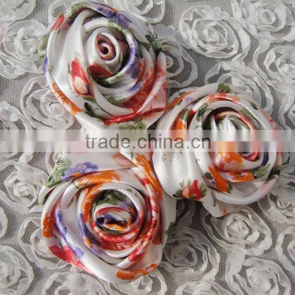Direct manufacturer cheap item to sell ribbon satin rose flower artificial design for holiday/party/tutu dress supplies