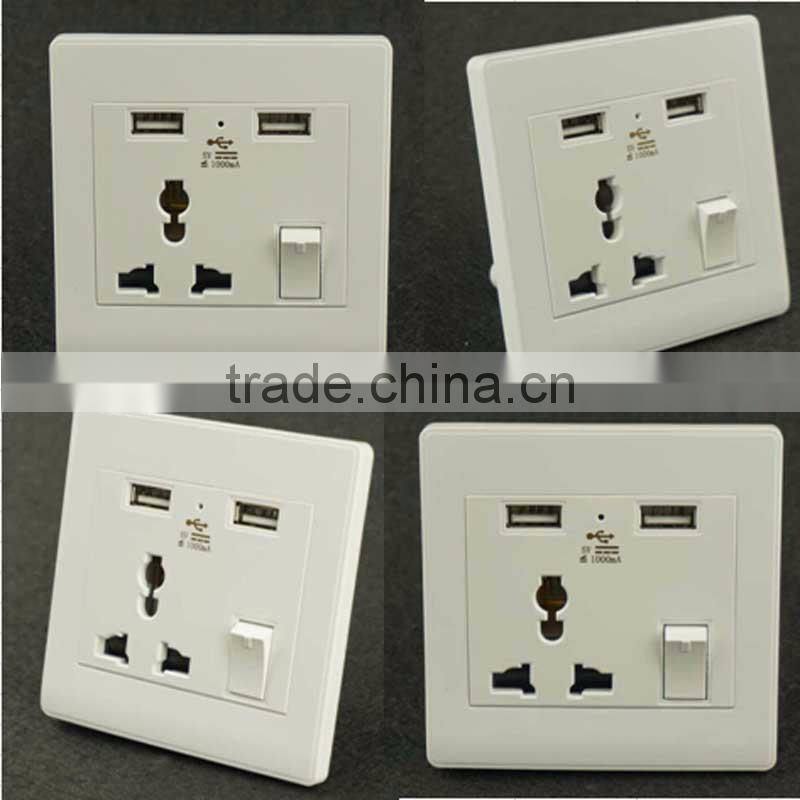 Dual usb wall socket power plug socket with switch