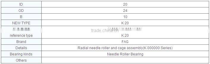 needle roller bearing K20 20x24x10mm
